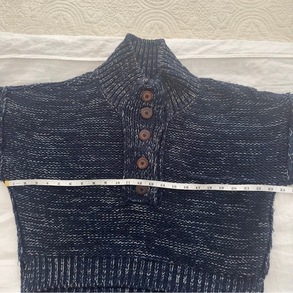 Anthropologie Marled Henley Sweater in Navy Blue - Picture 11 of 13